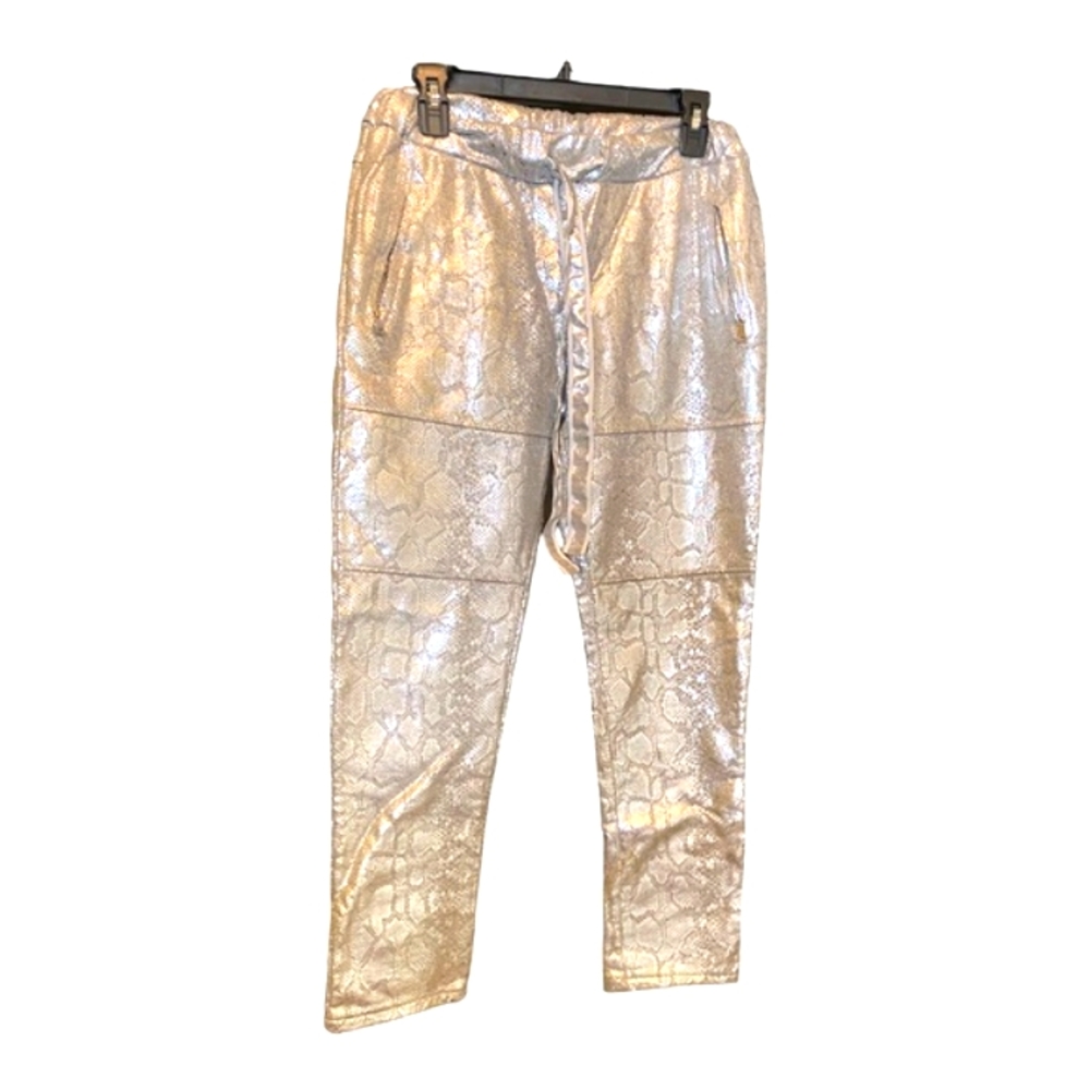Italian Silver Metallic Jogger